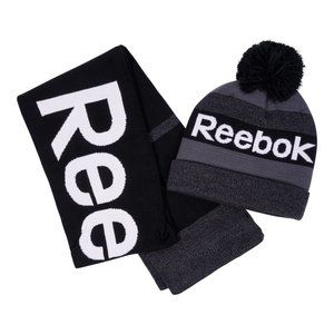 Reebok Men's Beanie and Scarf Set Black
